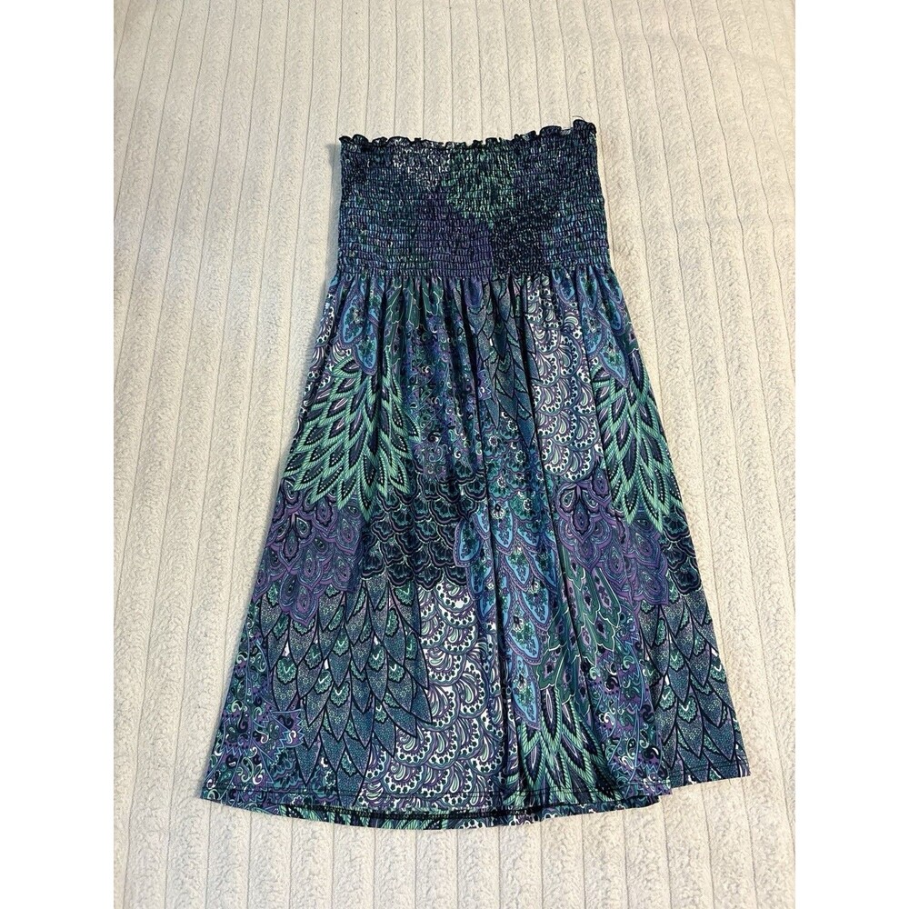 Y2K Hypnotik Peacock Tube Top Dress Womens Petite Medium Boho Vacation festival